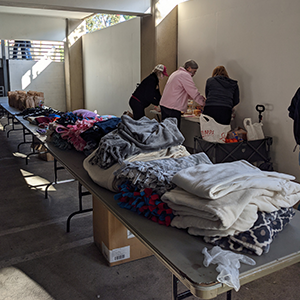 The Lighthouse Church clothing distribution.